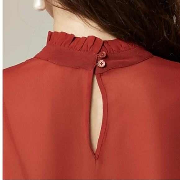 J. Crew Irina Ruffleneck top in chiffon Berry Sangria - Picture 3 of 5